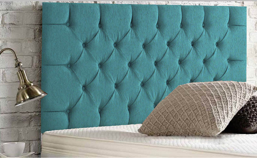 Rosdorf Park Esters Upholstered Headboard Chenille/Teal Kingsize (5')