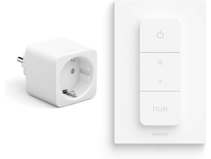 Philips Hue Voordeelbundel met 1 Hue Slimme Stekker voor Nederland en EU (Type F) en 1 Hue Dimmer Switch - Hue Accessoires