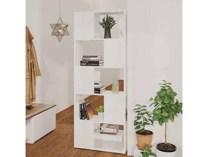 Bibliothèque en Bois - Blanc - Bibliothèque Séparateur de pièce Blanc 60x24x155 cm - Étagère Salon akg70n