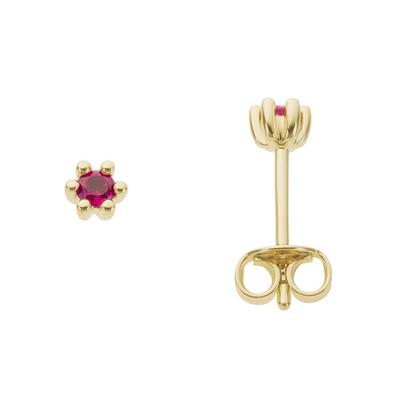 Paar Ohrstecker FIRETTI "Schmuck Geschenk Gold 333 Ohrschmuck Farbstein Edelstein Rubin", gold (gelbgoldfarben, rot, rot), Ohrringe, Damen, 3mm, Gelbgold 333, mit Rubin