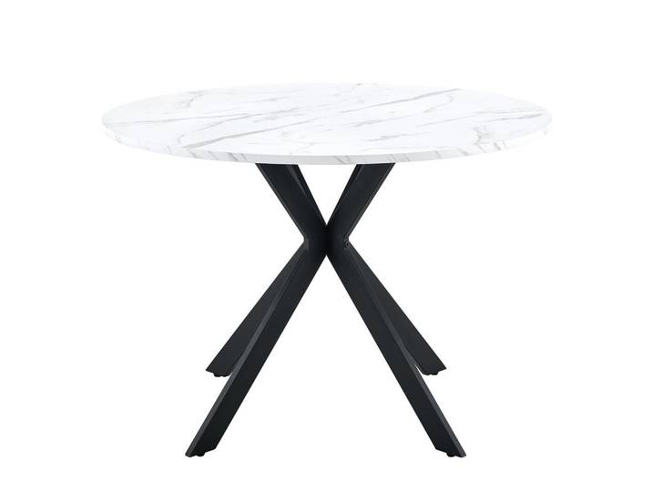 Oxeza Esstisch runder Weiß mit schwarzem X-förmigem Gestell 110/110/75 cm, Holz, Mode, Rund,Rund, 110x76x110 cm, Esszimmer, Esstische