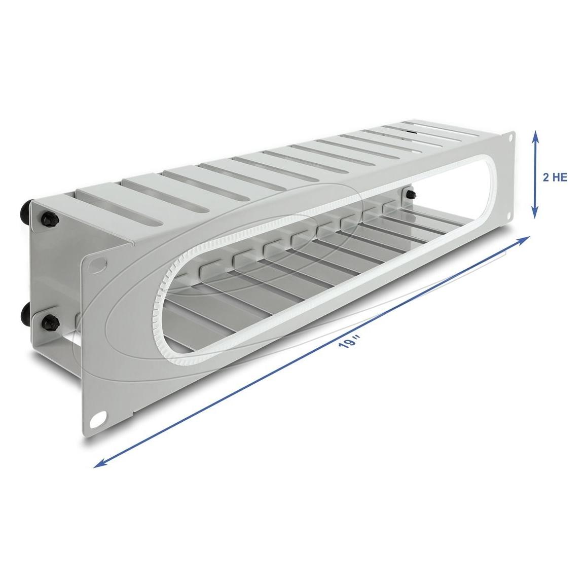 Delock 48,26cm 19Zoll 2 HE Kabelmanagement Rangierpanel mit Öffnung und Kantenschutz grau (67280)