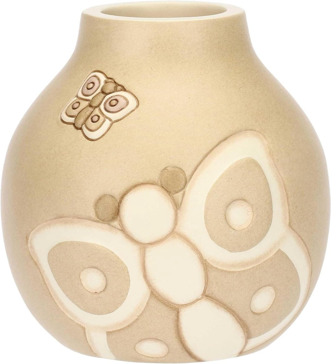 Handgeschilderde witte keramische vaas voor decoratie - Hoogte: 13 cm