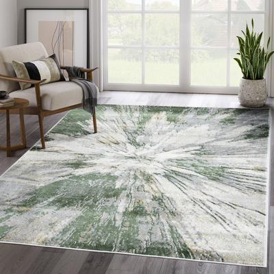 Abani Rugs Abani Atlas Collection ATL190A Abstract Splash Grey Green Area Rug