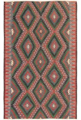 Ecarpetgallery "Flat-weave Kashkoli Red Wool Kilim - 5'5 x 8'11/5'5"" x 8'11"""