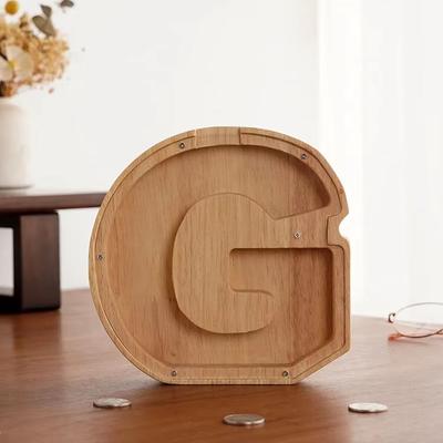 Inspired Finds Wooden Alphabet Piggy Bank A To Z Transparent Acrylic Money Box Children Toy Storage Decor g
