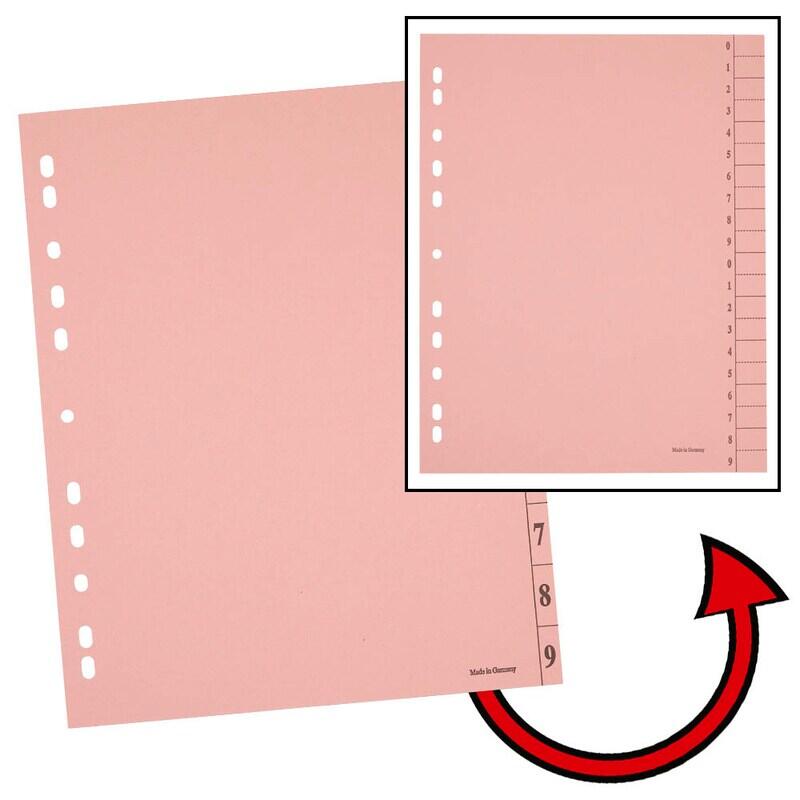 neutral Trennblätter DIN A4 0-9 rosa, 250 g/qm, 100 St. 9511208100BP