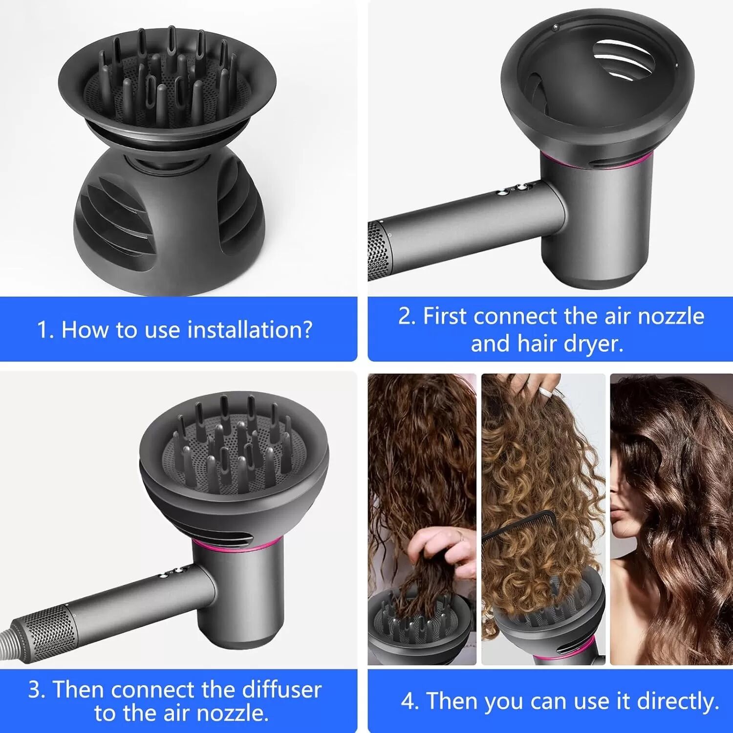 INF Diffusor-Aufsatz kompatibel mit Dyson Haartrockner - Magnetischer Styling-Aufsatz für HD15, HD03, HD01, HD04, HD07, HD08
