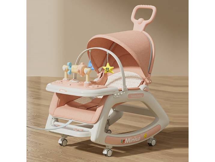 Chaise à Bascule Multifonction Confortable pour Bébé de 0 à 3 Ans, Berceau Inclinable, Balançoire