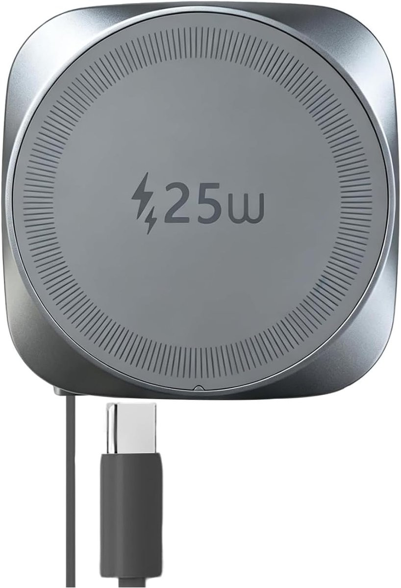 25W Magnetische Draadloze Oplader met Intrekbare USB-C Kabel, Qi2.2 Snellader voor iPhone 17/16/15/14/13/12 en Samsung Galaxy, Google Pixel en Qi-apparaten