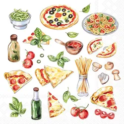 Ambiente 20 Servietten Papier 33x33cm 3-lagig - hochwertige Einweg Papierservietten mit Pizza & Pasta Italia Motiv Partyservietten Gastroservietten Tischdeko