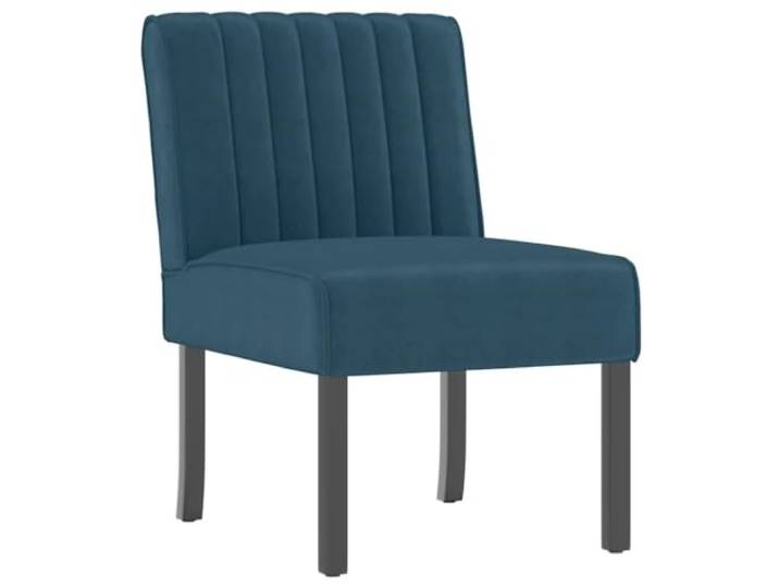 NLQMSU Sessel ohne Armlehnen, Veloursblau Weicher Samt, stützende Rückenlehne, gepolsterter Sitz, Holzbeine, Rahmen aus Sperrholz