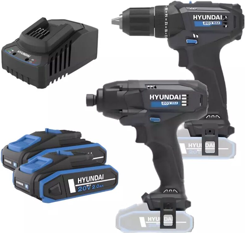 Hyundai TRAPANO AVV. + AVVITATORE 180NM + 2 BATT. 2.0AH