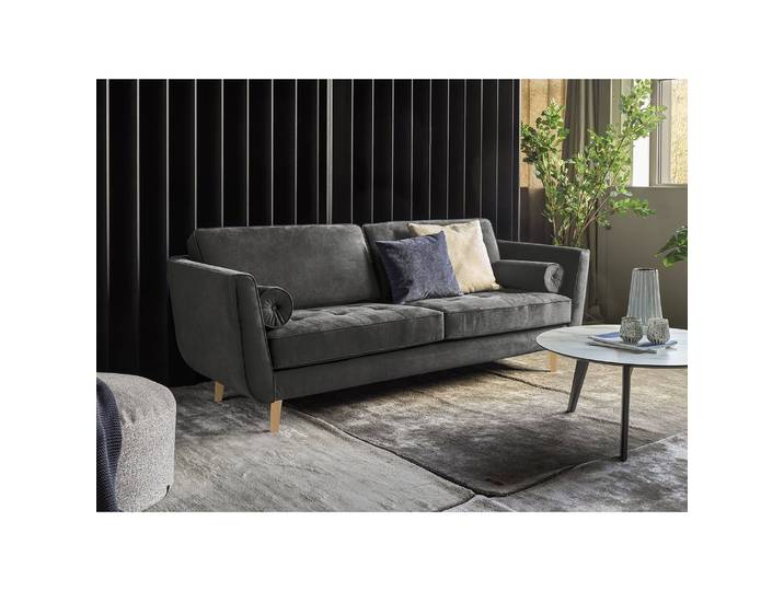 Sofa Vieux Lyon 3-Sitzer Grau/Taubengrau Microfaser Panja 226 x 85 x 96cm Industrial