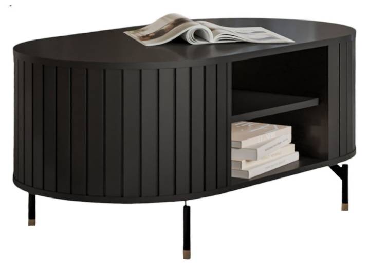 Compleo Couchtisch mit Ablagefach, Tee Tisch, Glamour design, Lamellen optik MODERNO
