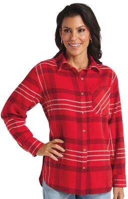 Masseys Lived-In Flannel Shirt Casual in Red Plaid, Size 3X, Cotton/Flannel