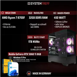 Systemtreff Gaming PC G255491 (1000 GB, 32 GB), PC, Schwarz