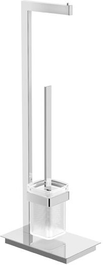 AVENARIUS Design-Ständer WC, eckig, Serie Univ., mit Papierhalter und Toilettenbürstengarnitur 9104503010