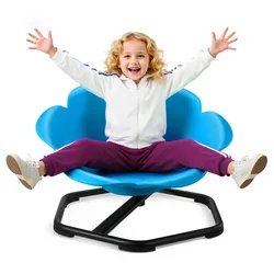 VEVOR Kinderdrehstuhl sensorischer Drehstuhl zylinderförmig, 100 kg Tragkraft, sensorisches Spielzeug mit rutschfester Metallfuß, zur Förderung von Koordination Gleichgewicht  Konzentration, Blau