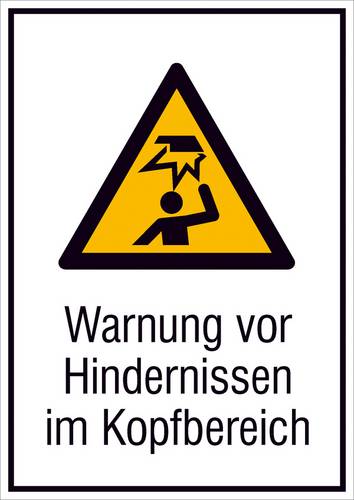 Warn-Kombischild Hindernisse im Kopfbereich Folie selbstklebend (B x H) 131mm x 185mm ISO 7010 1St.