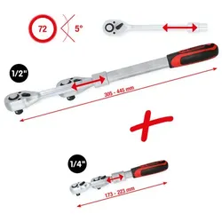 1/4" + 1/2" Teleskop-Umschaltknarren-Satz, 2-tlg