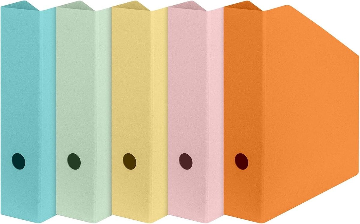 Tijdschriftenverzamelaar Set - Staande Documentenorganisator - A4 - Pastel Kleuren - Vegan Boekbinderskarton