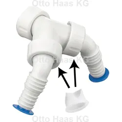 HAAS Kombi-Doppel-Schlauchtülle 2913 37 mm, 1", Polypropylen, weiß, mit Rückflussverhinderer