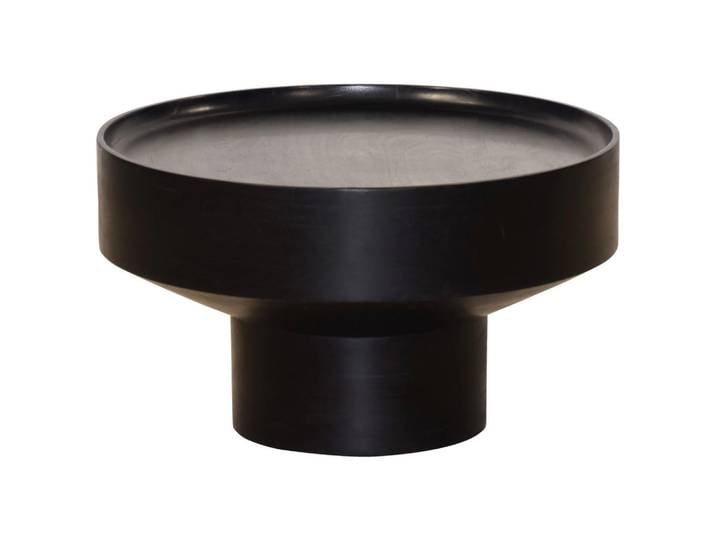 Ambia Home Couchtisch, Schwarz, Holz, Akazie, Holz, rund, Sockel, 70x42x70 cm, Wohnzimmer, Wohnzimmertische, Couchtische