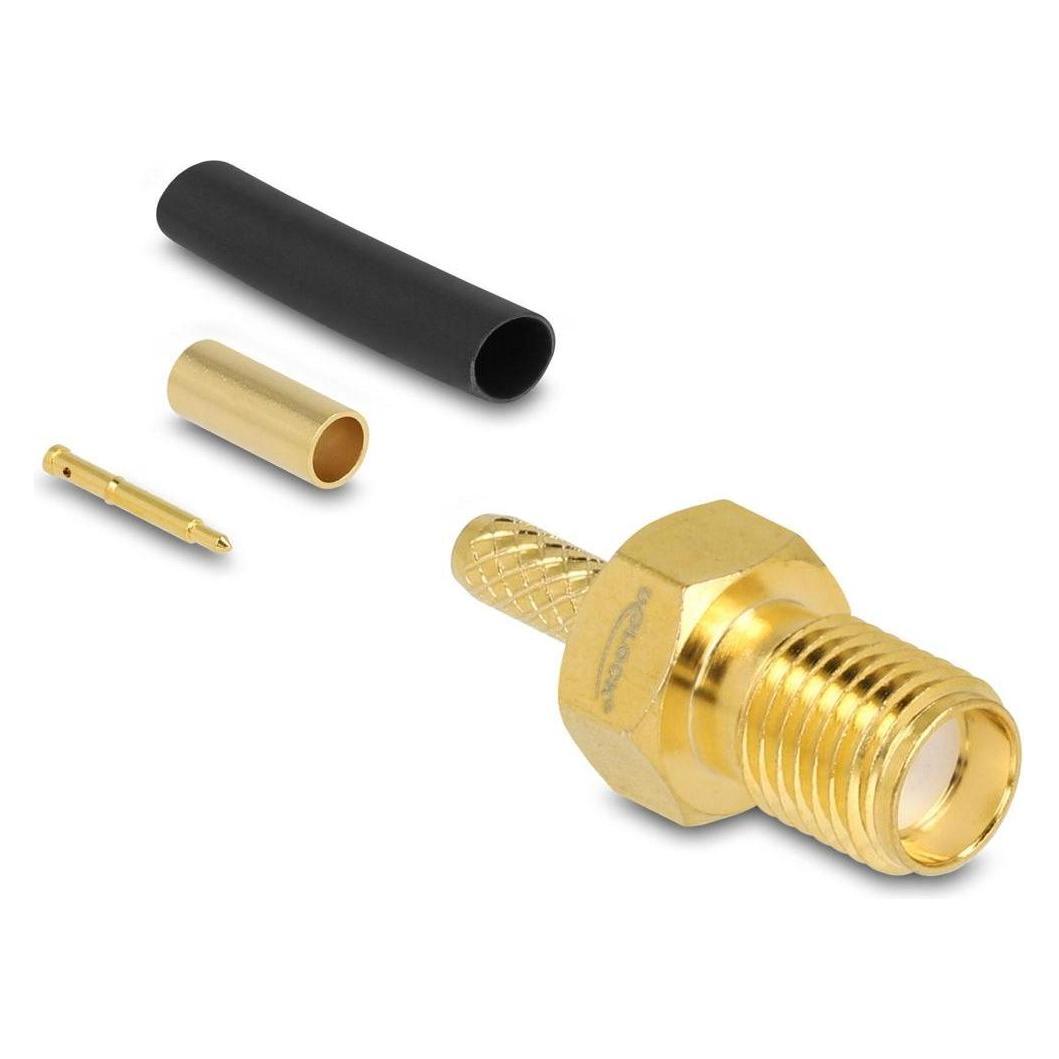 Delock RP-SMA Buchse zum Crimpen RG-174 / RG-316mit passendem Schrumpfschlauch (Antennenkabel) (91790)