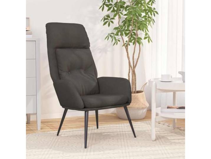 Relaxsessel Dunkelgrau Wildleder-Optik Metallgestell,stabil,robust,Armlehnen,dick gepolstert,Wohnzimmer,Fernsehsessel,Lesesessel