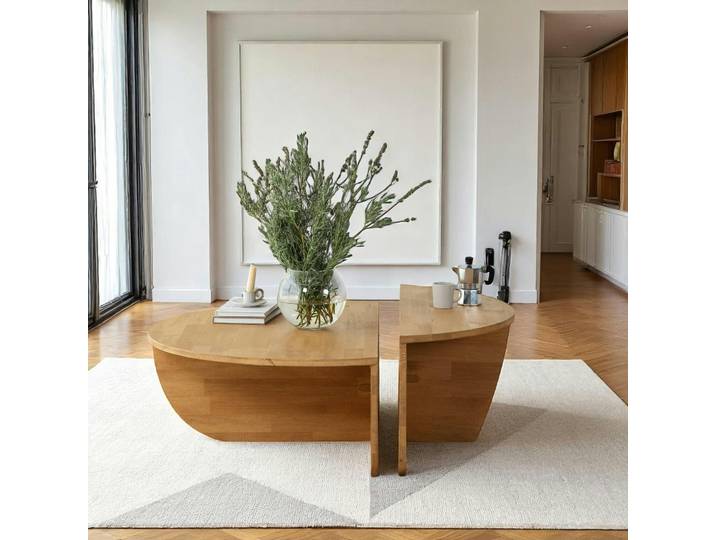 Table basse ronde en bois, 2 modules indépendants SITIA - Bois clair