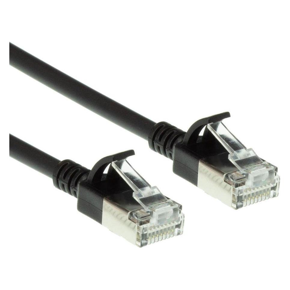 ACT Black 3 meter LSZH U/FTP CAT6A datacenter slimline patch cable snagless with RJ45 connectors (U/FTP, CAT6a, 3 m) (DC7903)