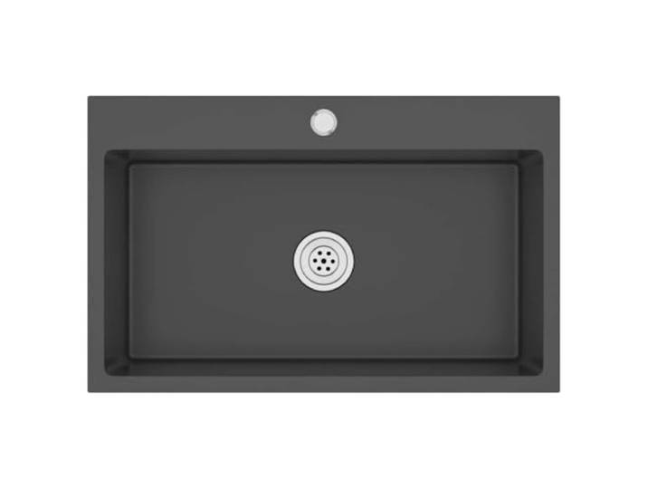 vidaXL Evier de Cuisine Fait à la Main Lavabo de Salle de Bain Noir Acier Inoxydable