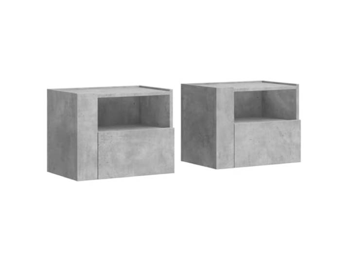 Heofavd 2er Set Wand-Nachttische Betongrau Holzwerkstoff 45x30x35cm
