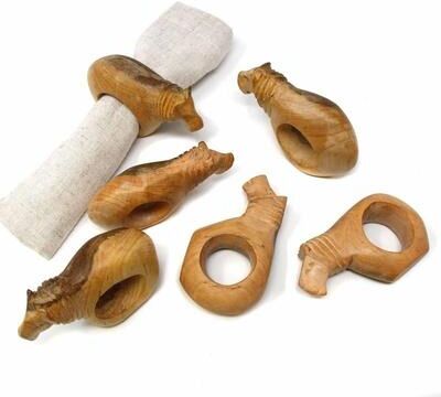 Global Crafts Handmade Safari Napkin Rings Set of 6 (Kenya)