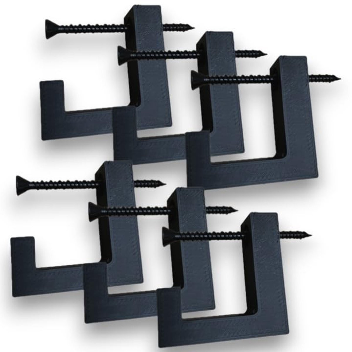 Dailygoods Garderobehaken Set van 6 voor Akoestische Panelen van 12 mm - Matzwart