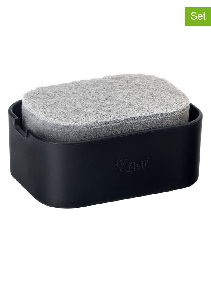 Vigar 2tlg. Set: Seifenspender in Schwarz - (B)13 x (H)6,5 x (T)9 cm - onesize
