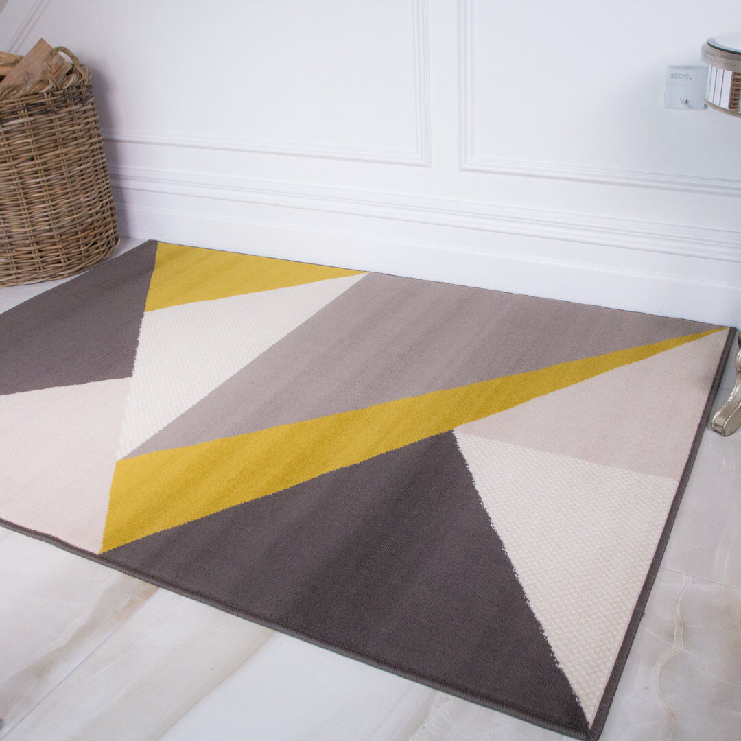 Norden Home Rectangle Abstract Area Rug Ochre/Gold/ Grey Rectangle 160 x 230cm