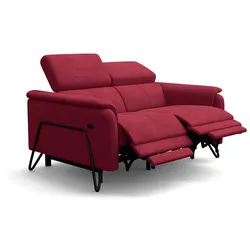 RELAXSOFA RODEN 2-Sitzer mit 2 Relax, rostrot, Veloursstoff