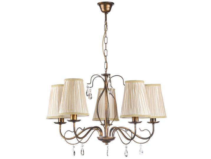 Kronleuchter Delia, Cognac, Metall, Glas, Blatt, 68x100x68 cm, Eec, ohne Chemie, Lampen & Leuchten, Innenbeleuchtung, Hängeleuchten, Kronleuchter