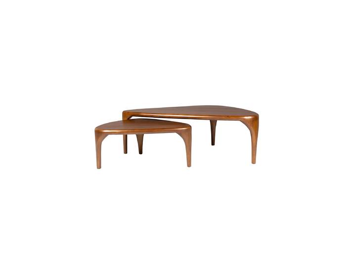 Massivholz Design Couchtisch Set „Ilsa“ (2 Stück) Nussbaum Zuiver
