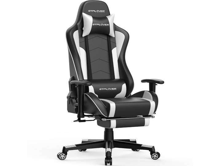 Chaise de jeu GTPLAYER avec repose-pieds, haut-parleur Bluetooth, chaise de musique, chaise d'ordinateur ergonomique, chaise de bureau