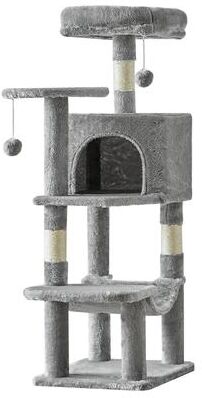 Inspired Living "PurrVista 44"" Cat Tree With Condo, Hammock & Sisal Scratching Posts For Indoor Multi Cat Homes light Gray"