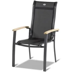 HARTMAN Alice Stapelsessel, xerix/schwarz, Alu/4x4 Textilen, mit Teak-Armlehnen