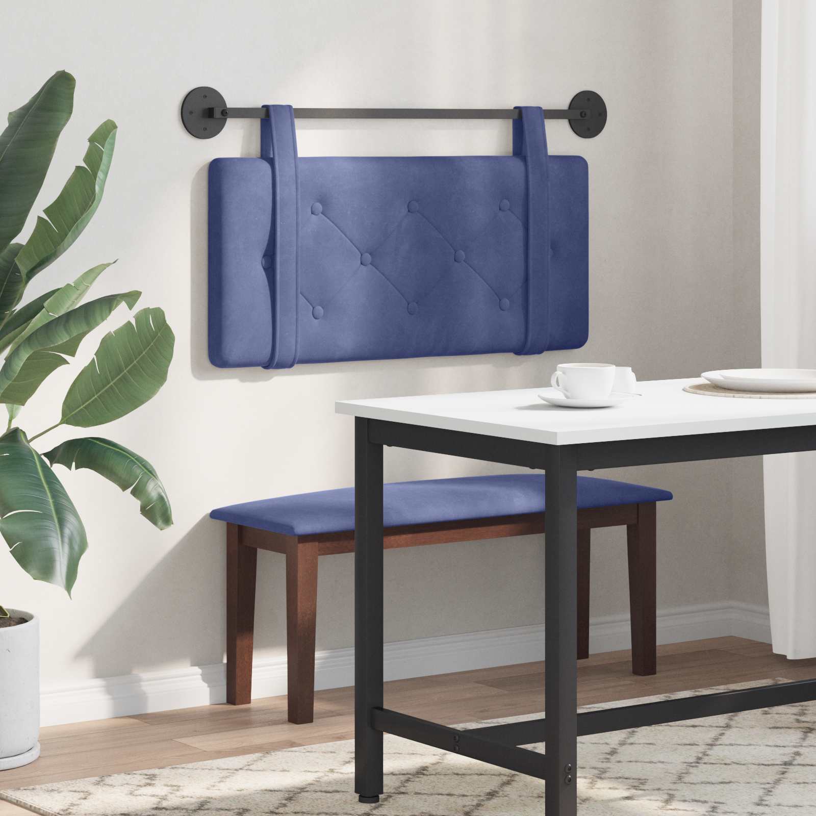 vidaXL Tête de lit suspendue Bleu police Velours
