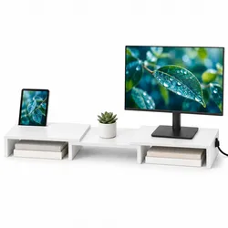 Office Marshal Monitorständer   Verstellbare Monitorerhöhung aus MDF für 2 Monitore