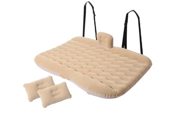 DHBVGAUE Auto Matratze Kofferraum Matratze Auto-Luft-aufblasbares Reisematratzenbett Universell für Rücksitzkissen, Outdoor-Campingmatte(Beige)