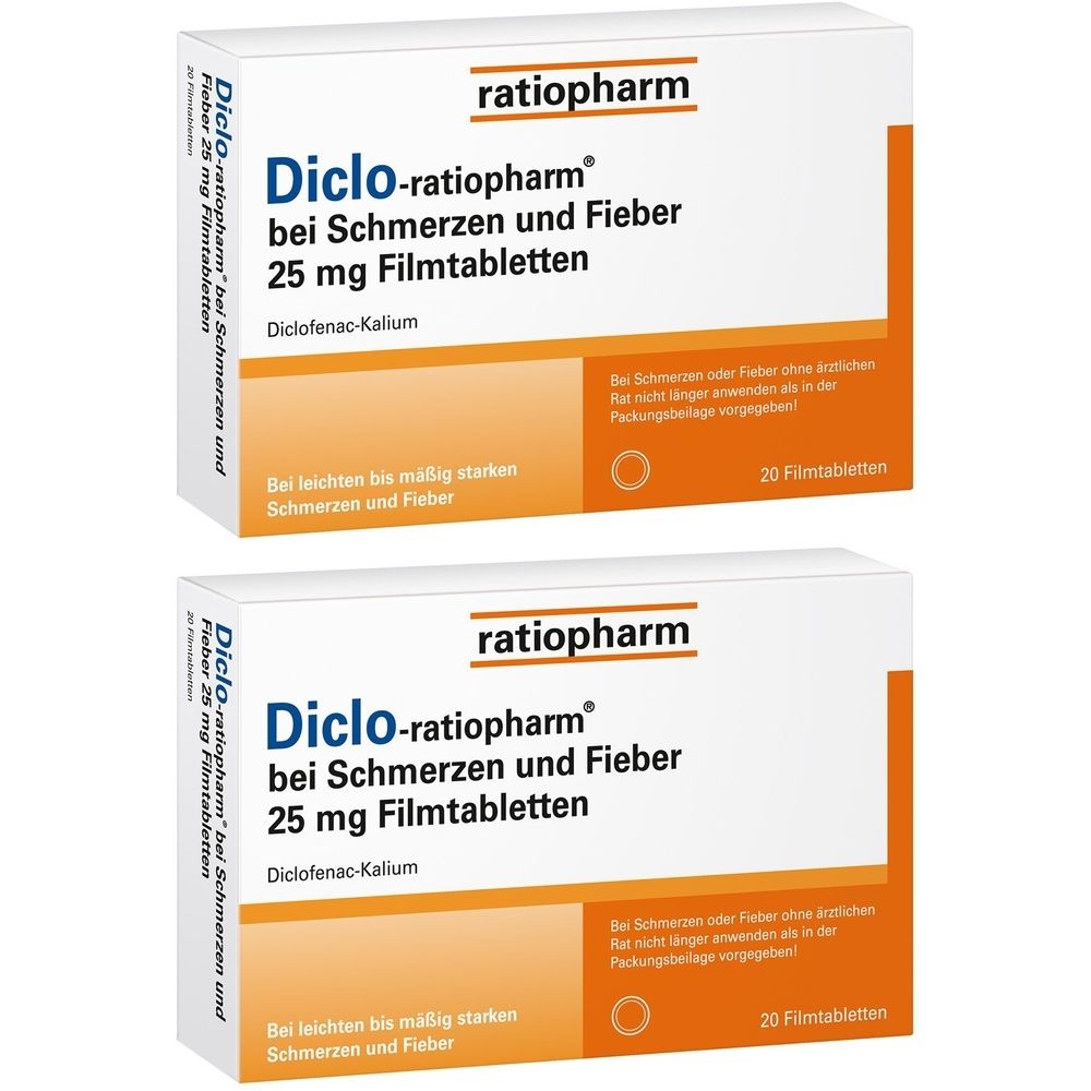 Diclo-Ratiopharm bei Schmerzen u.Fieber 25 mg FTA 2x 2x20 St Filmtabletten