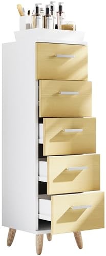 VCM Badkamermeubel Landos met 5 laden, Wit/Eiken, B: 30 cm, D: 30 cm, H: 100 cm