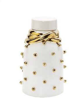 Vivience White Ceramic Jar With Gold Elegant Detail And Studded